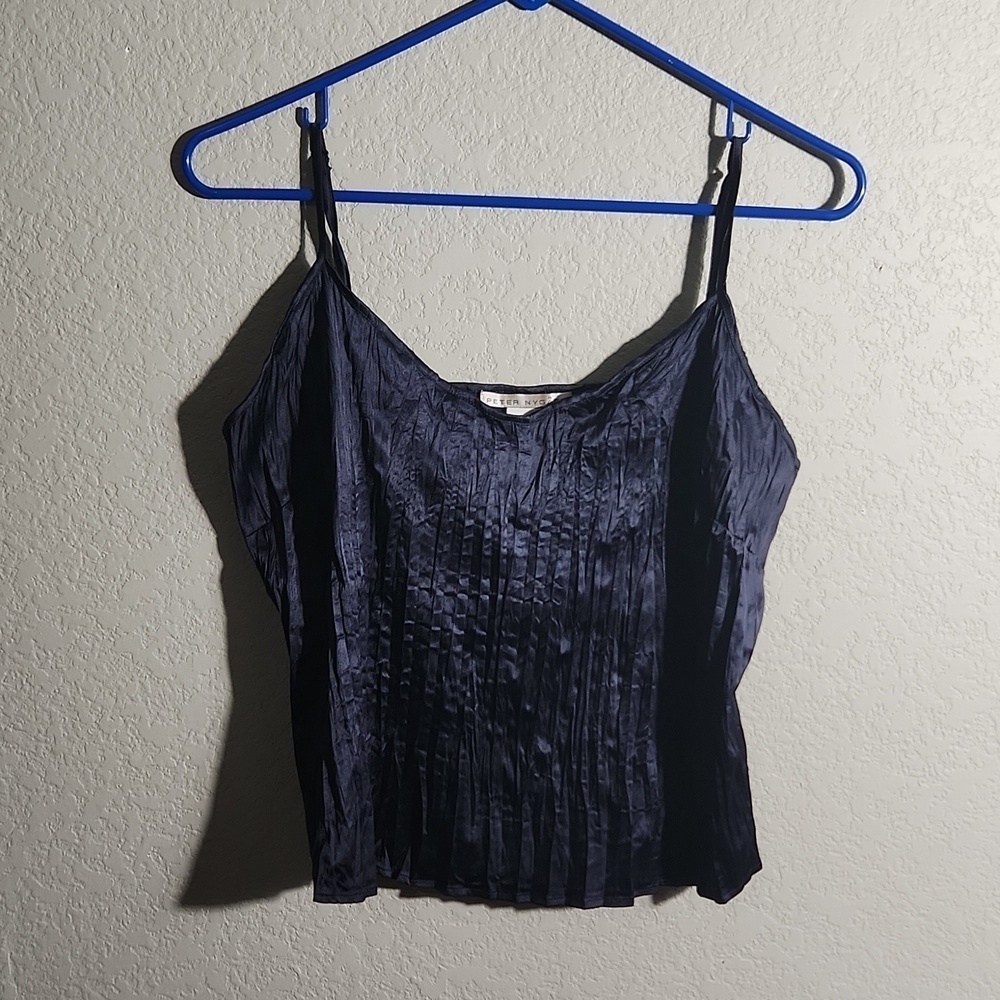 Peter Nygard Top womens camisole runched size 6 oversized navy blue top